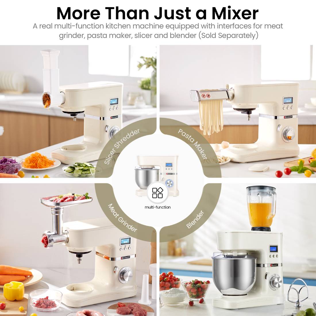 Hauswirt® HM740 5.3Qt 8 Speeds Tilt-Head Stand Mixer Dough Mixer Baking Mixer
